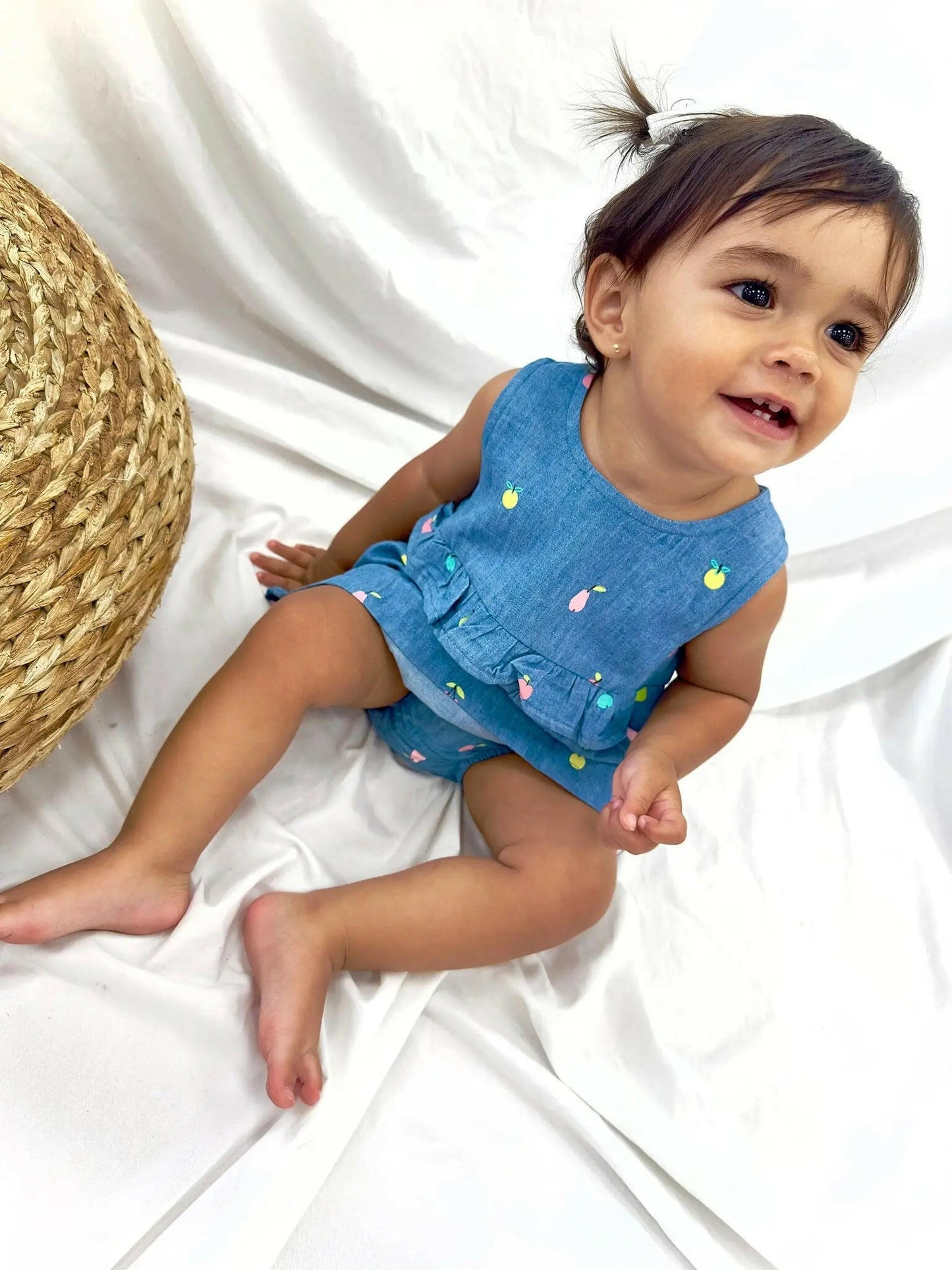 Vestido denim con frutas de colores Peques del Valle