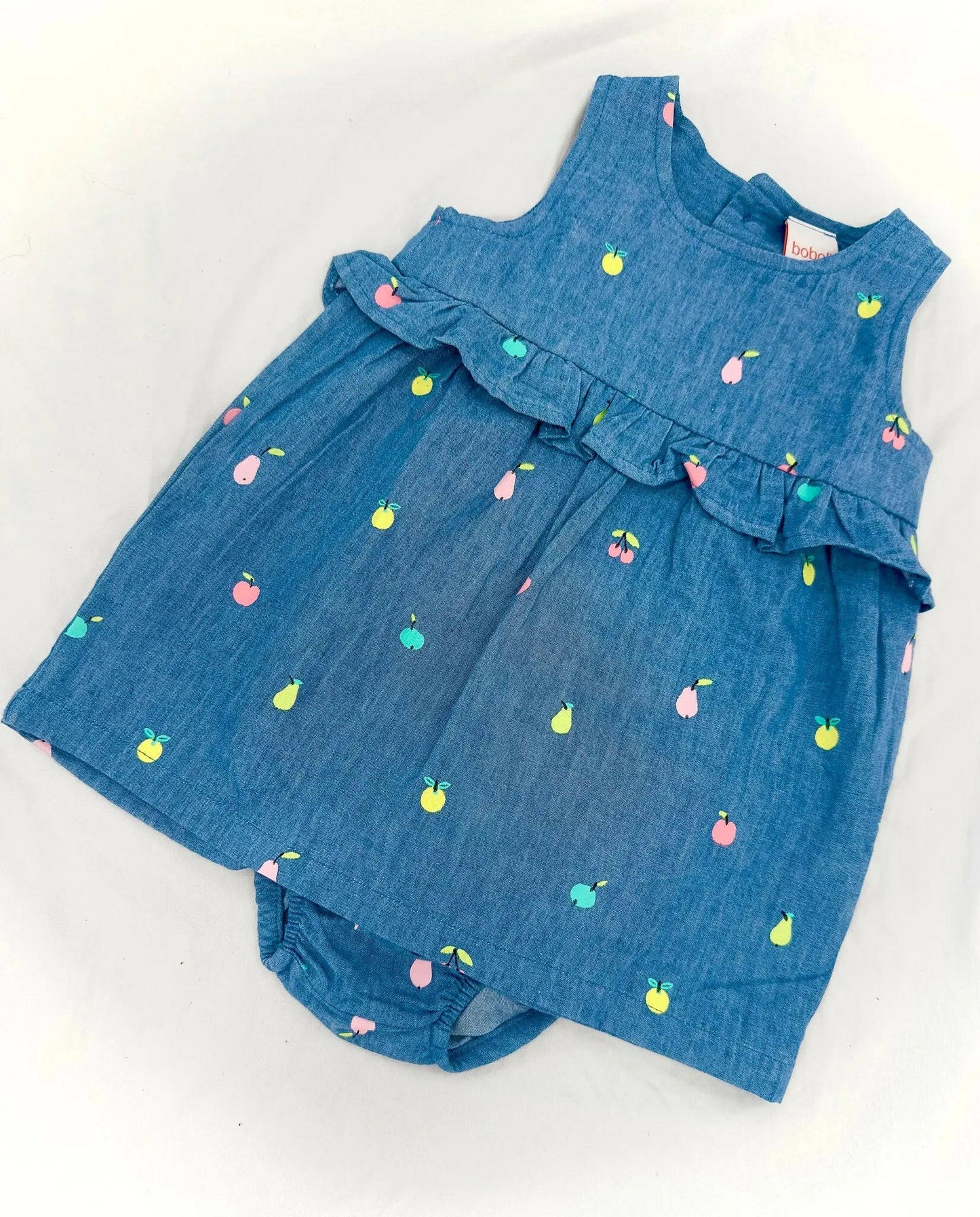 Vestido denim con frutas de colores Peques del Valle