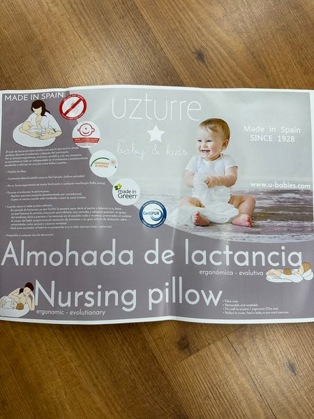 Cojín de lactancia conejitos gris algodón orgánico UZTURRE