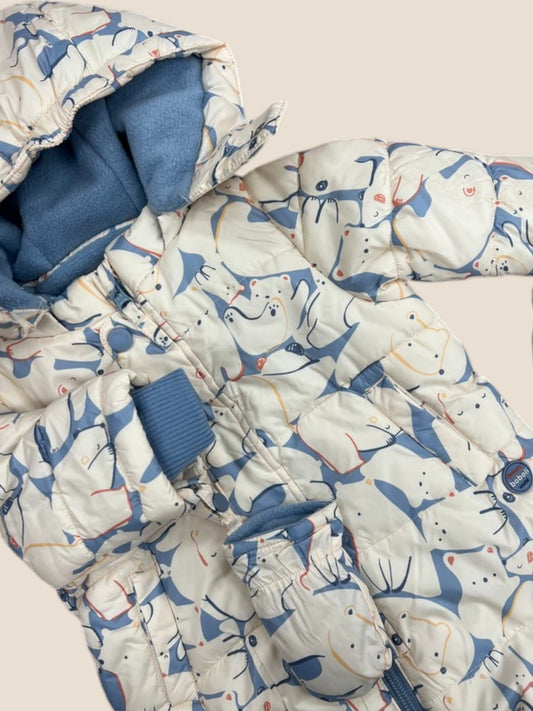 Buzo acolchado bebé con capucha y estampado animalitos azul | Boboli BOBOLI
