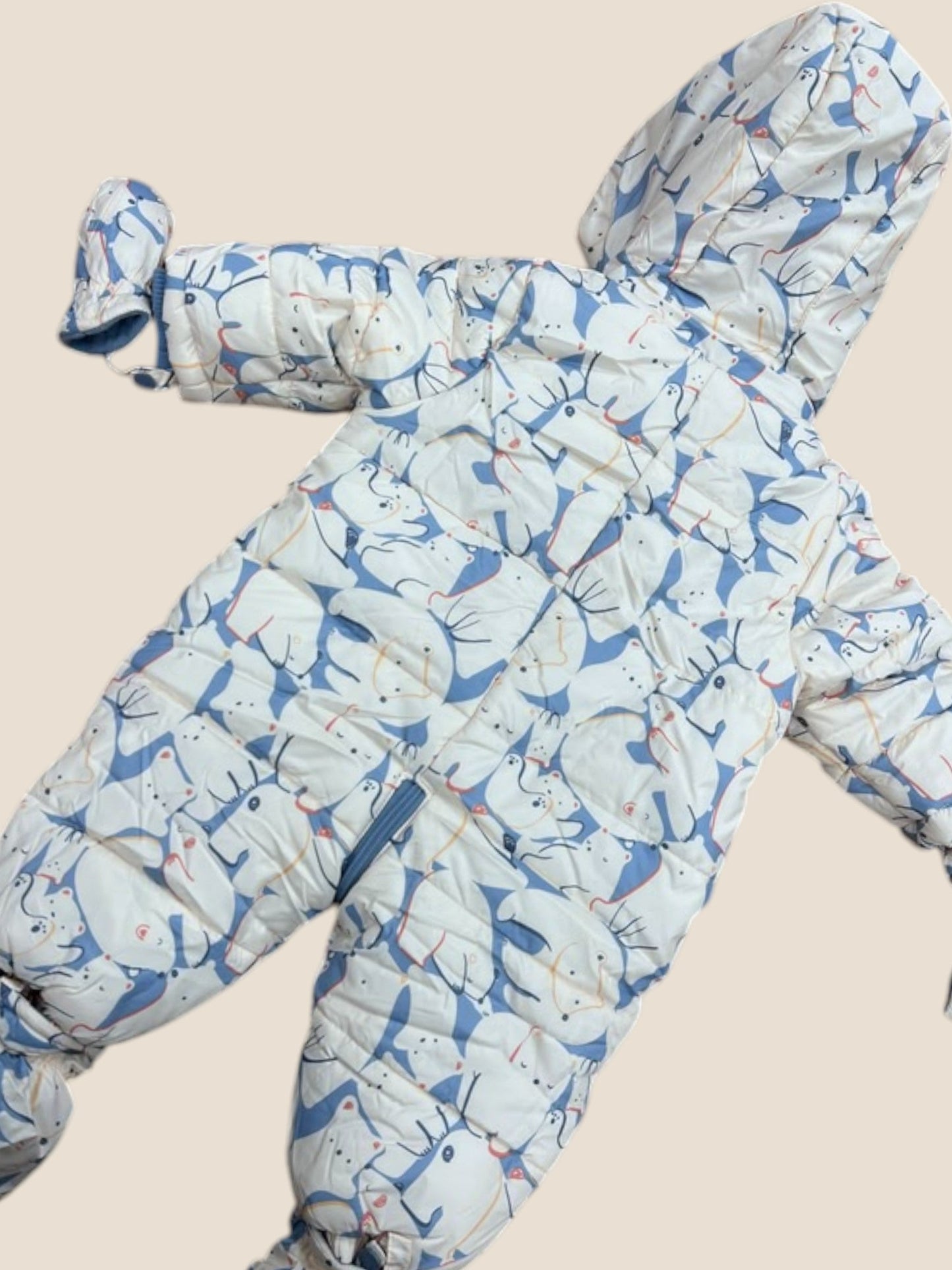 Buzo acolchado bebé con capucha y estampado animalitos azul | Boboli BOBOLI