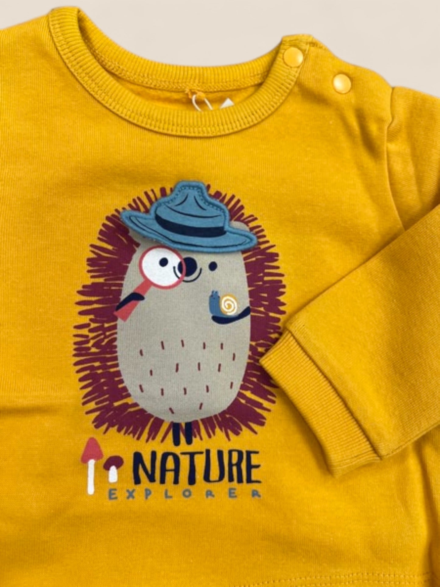 Camiseta bebé amarilla manga larga con erizo explorador BOBOLI