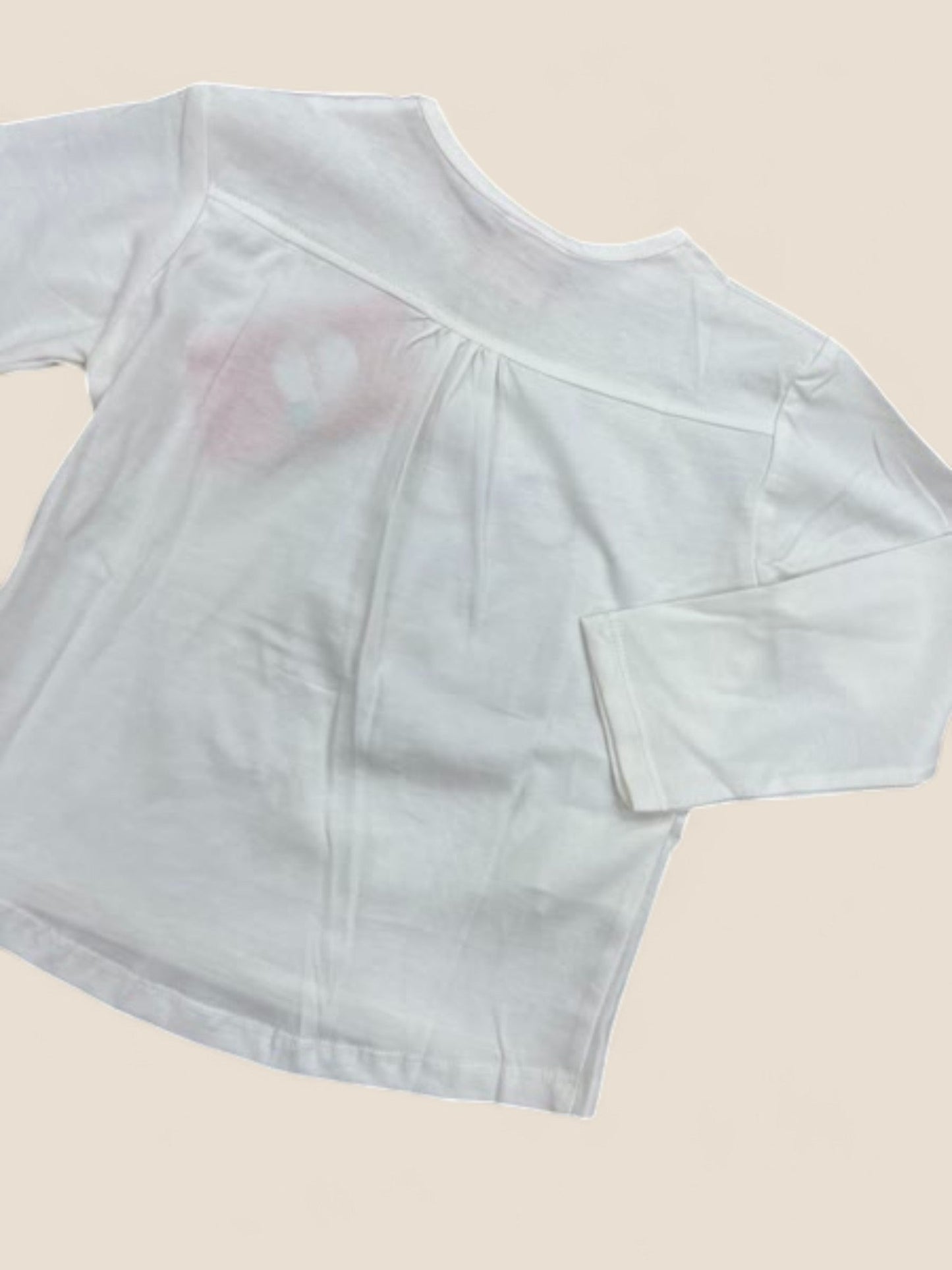 Camiseta blanca niña manga larga con estampado Lovely Winter BOBOLI