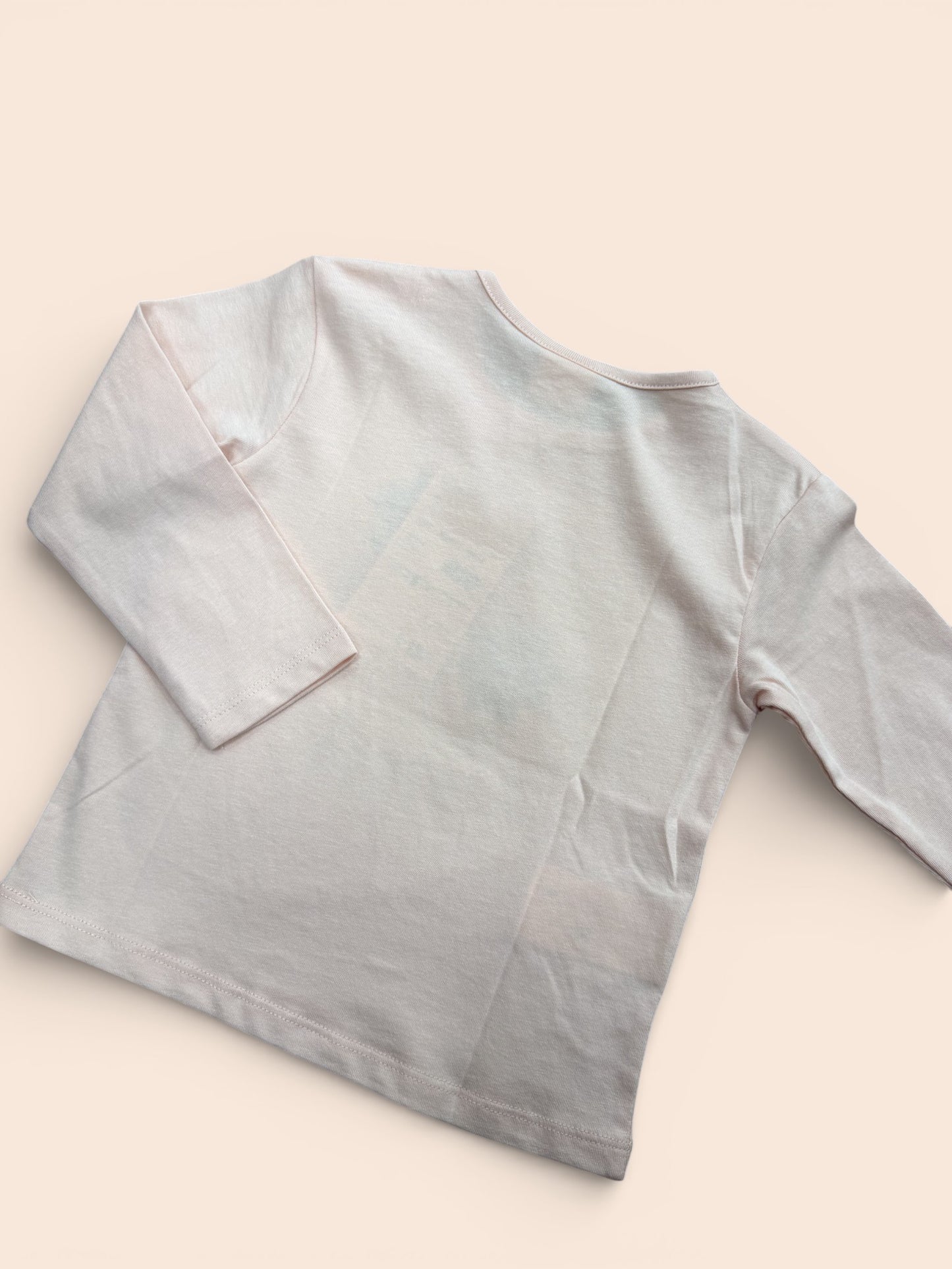 Camiseta infantil rosa de manga larga con estampado floral “Always happiness”
