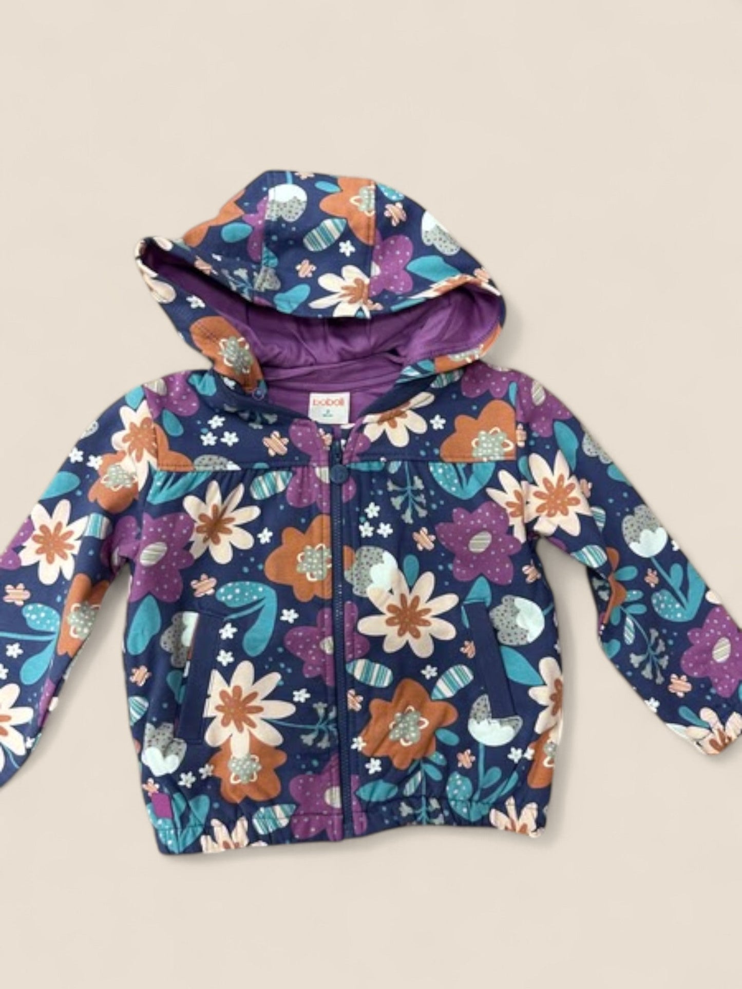 Chaqueta acolchada con capucha y estampado floral para niña BOBOLI