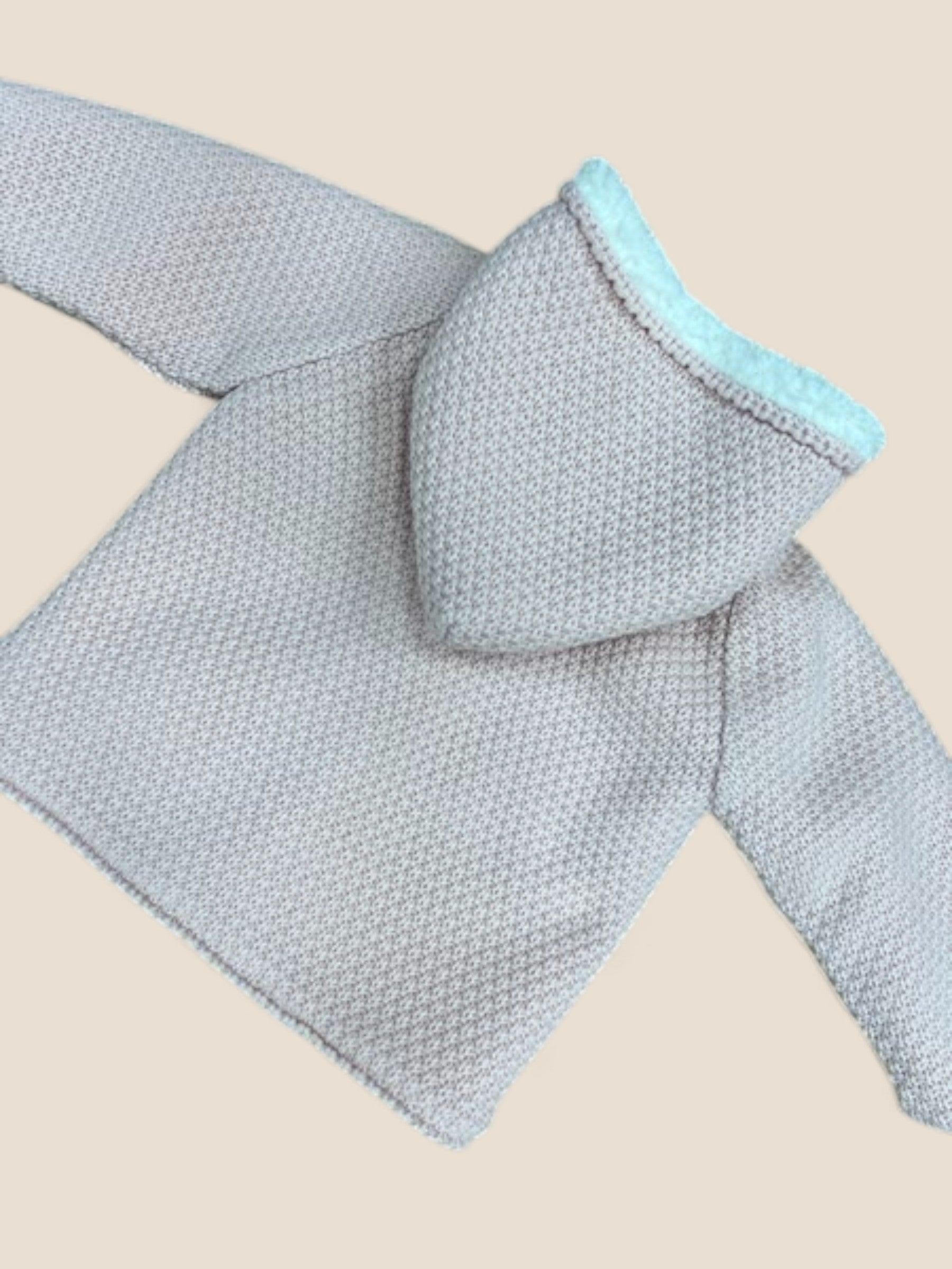 Chaqueta de punto rosa con capucha y forro borreguito PANGASA