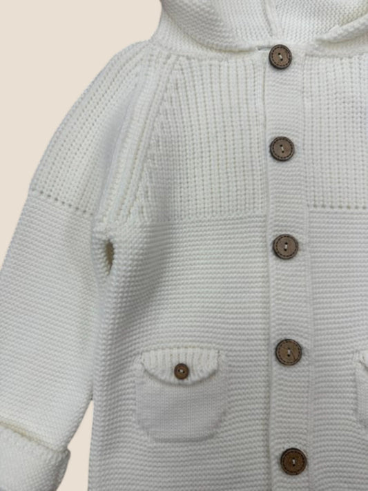 Chaqueta de punto con capucha blanca para bebé PANGASA