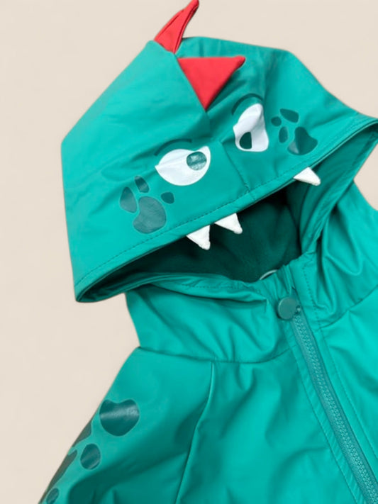 Chubasquero turquesa con capucha de monstruo y cremallera BOBOLI