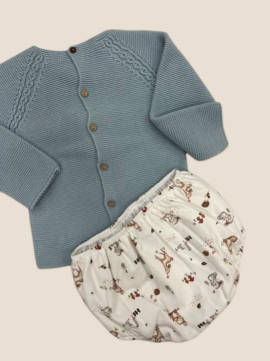 Conjunto azul con conejito y braguita animalitos del bosque PANGASA