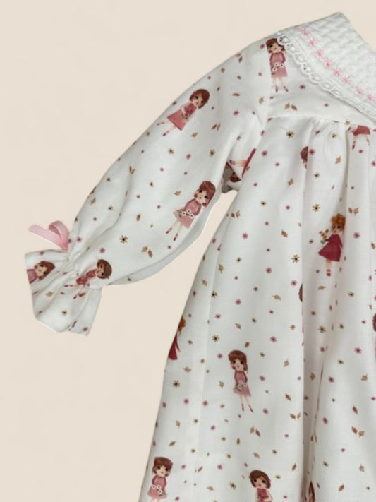 Conjunto bebé muñequitas con blusa estampada y braguita a juego Belén Costales