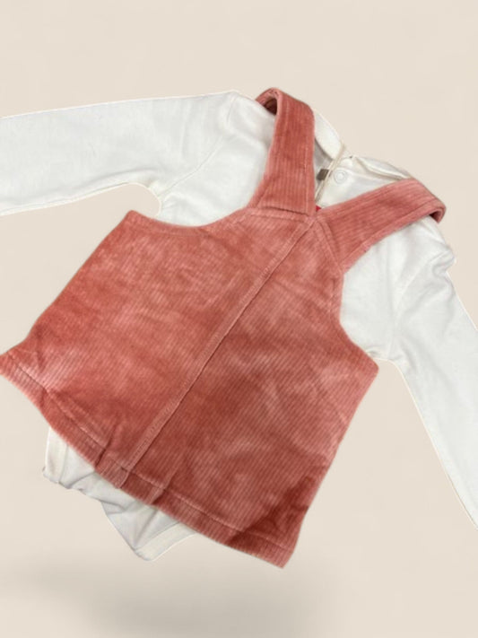 Conjunto bebé de pana con zorrito bordado y camiseta blanca BOBOLI