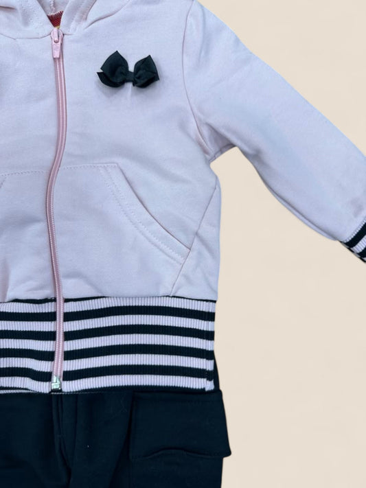 Conjunto sudadera con capucha rosa y pantalón marino niña KYLY