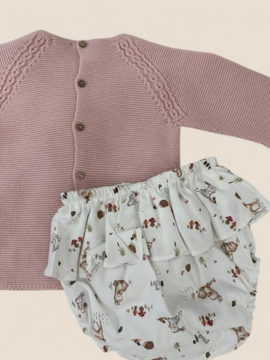 Conjunto con conejito y animalitos del bosque.