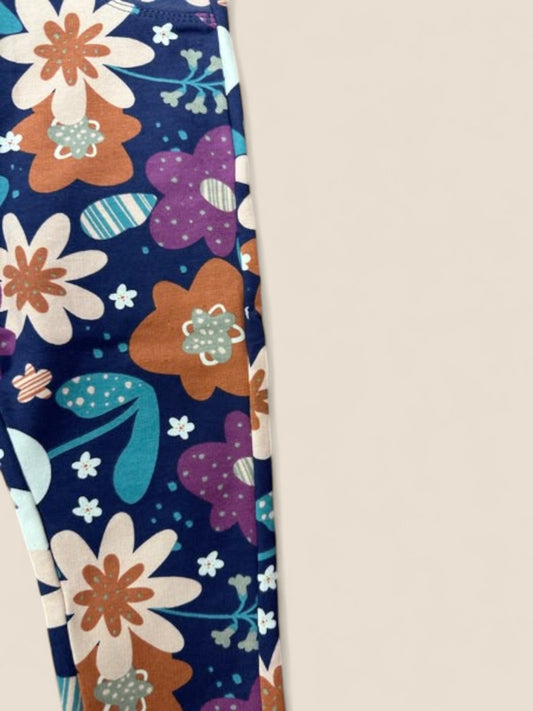 Leggings niña azul marino con flores multicolor BOBOLI