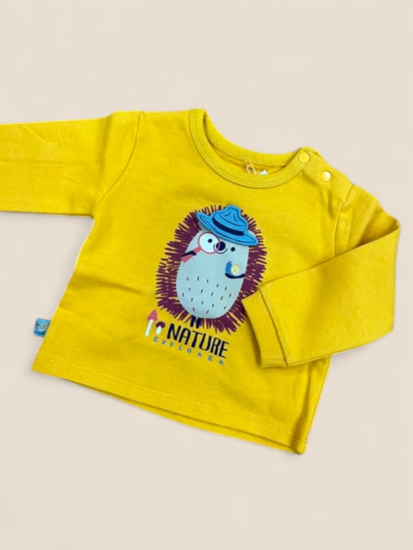 Camiseta bebé amarilla manga larga con erizo explorador BOBOLI