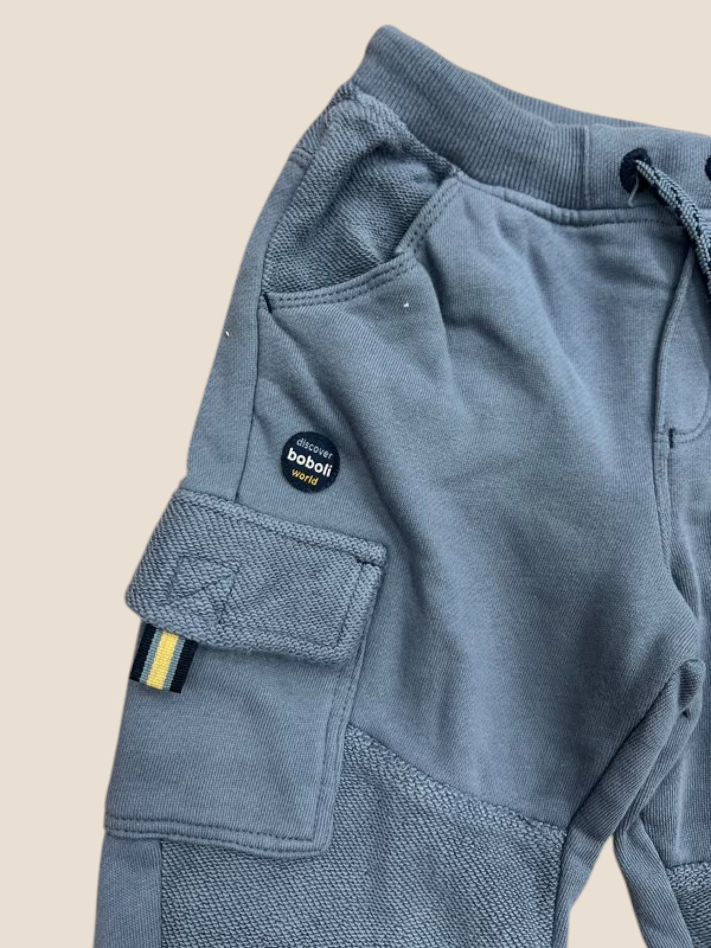 Pantalón jogger cargo azul acero con refuerzos y cordón BOBOLI
