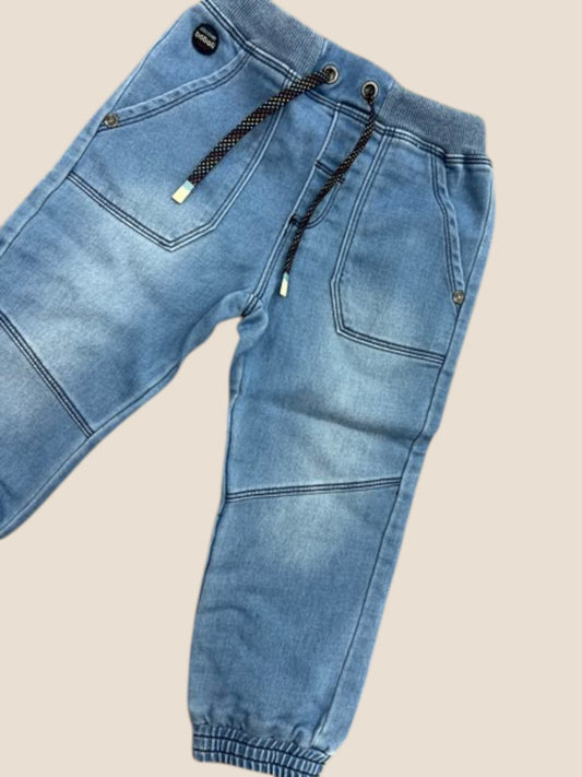 Pantalón jogger denim azul con cordón y puño | Boboli BOBOLI