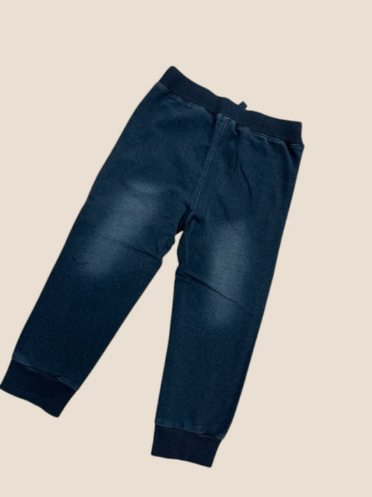 Pantalón jogger denim negro lavado con cordón y puños BOBOLI
