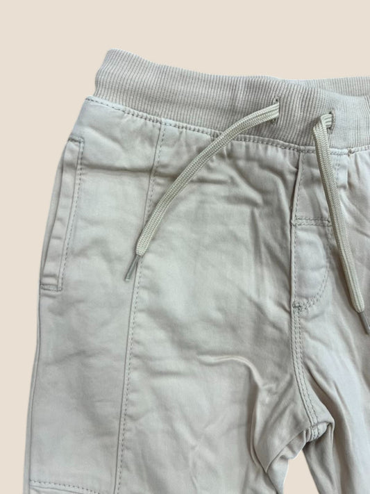 Pantalón sarga beige claro con cintura elástica y cordón BOBOLI