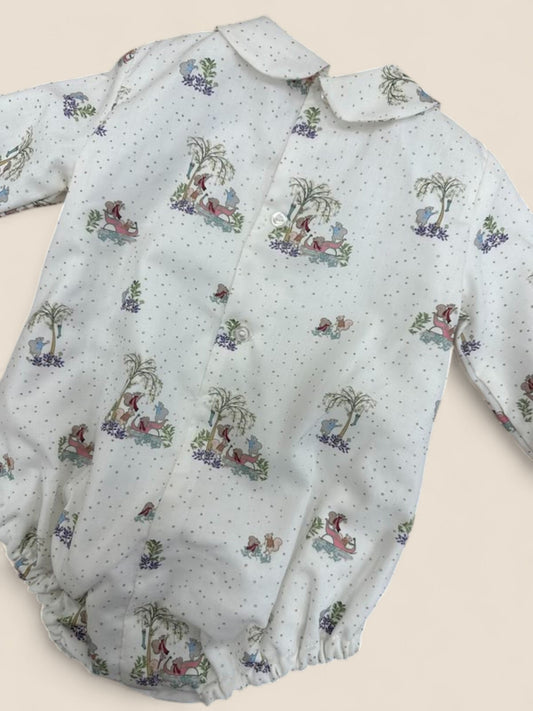 Pelele bebé conejitos estampado campestre manga larga CUCÚ