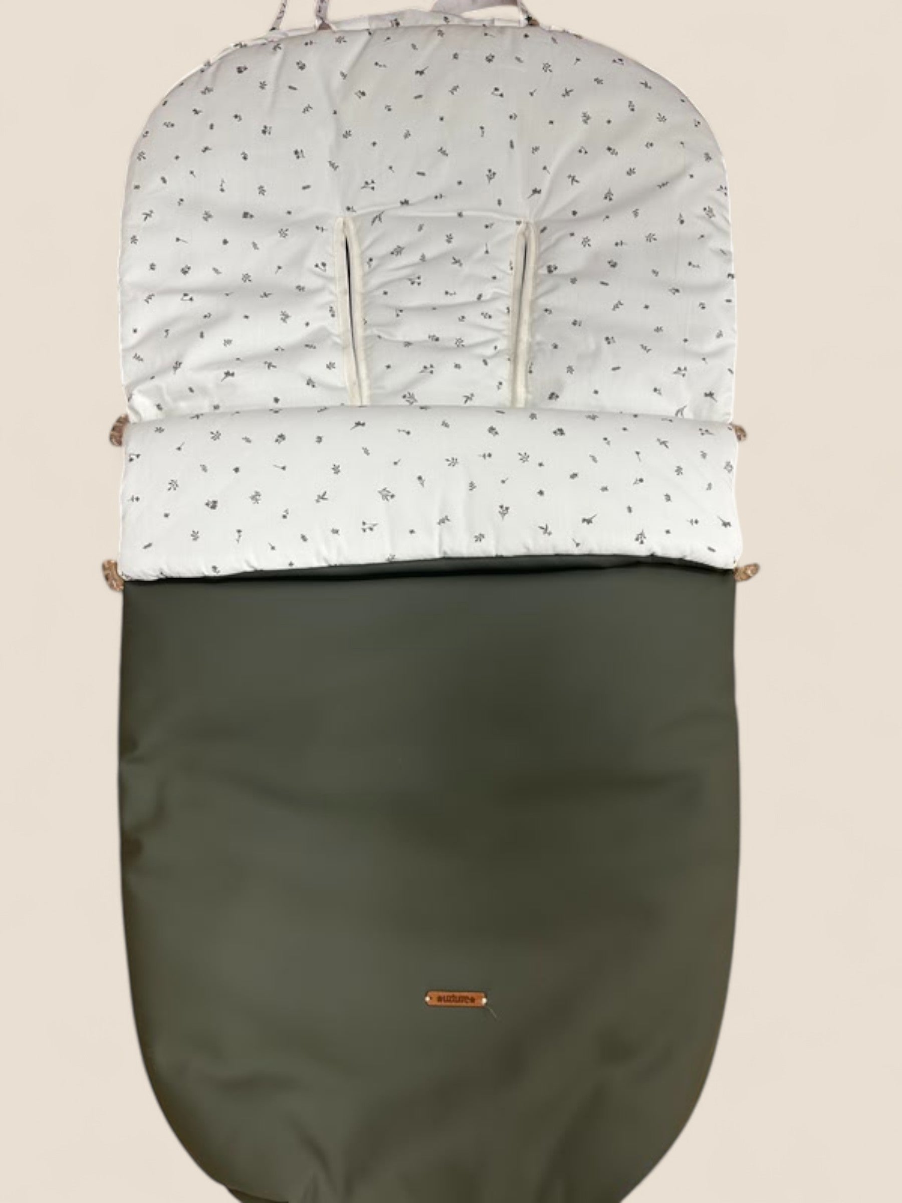 Saco universal polipiel verde militar con interior floral Peques del Valle