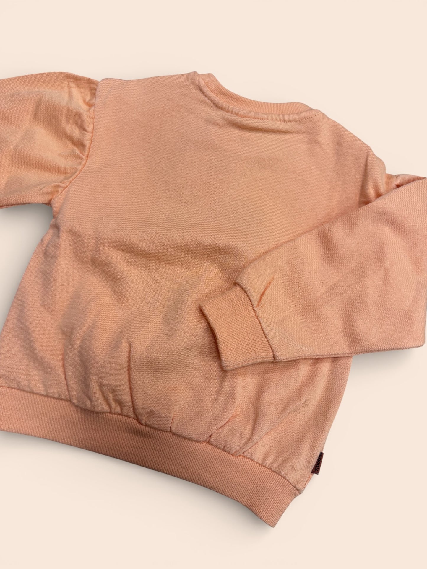 Sudadera infantil color teja con flores en relieve y manga abullonada