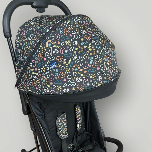 Silla de paseo ligera Chicco Ohlalà 3 negra con estampado Peques del Valle
