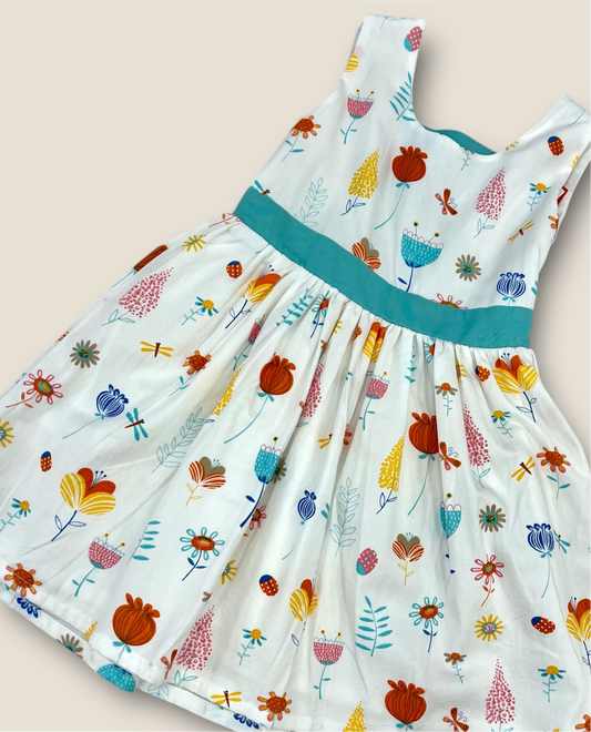 Vestido flores con detalles turquesa Peques del Valle