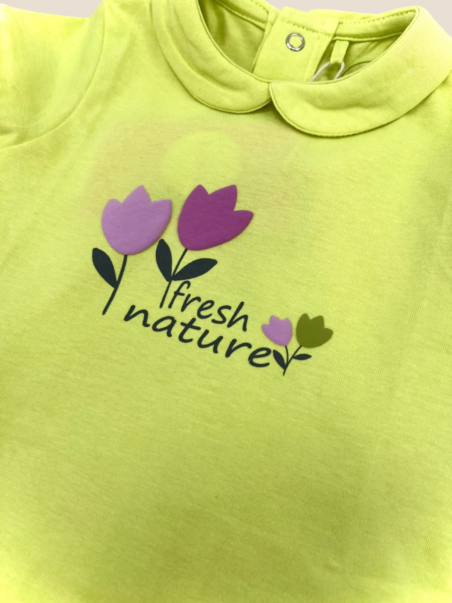 Conjunto Fresh Nature flores fucsia y verde.