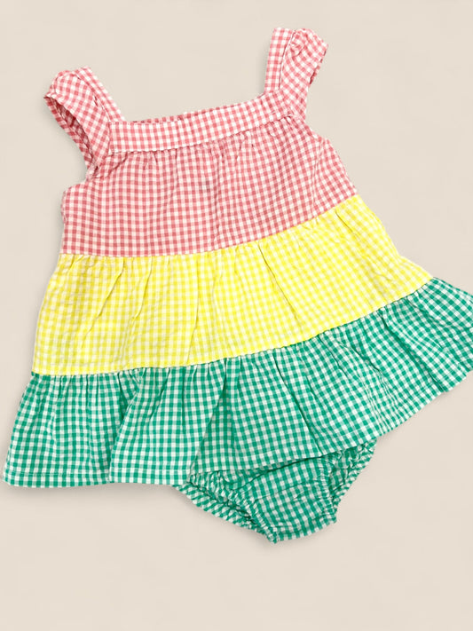 Vestido cuadros multicolor.