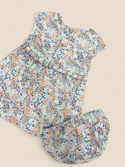 Vestido flores con lazada melocotón.