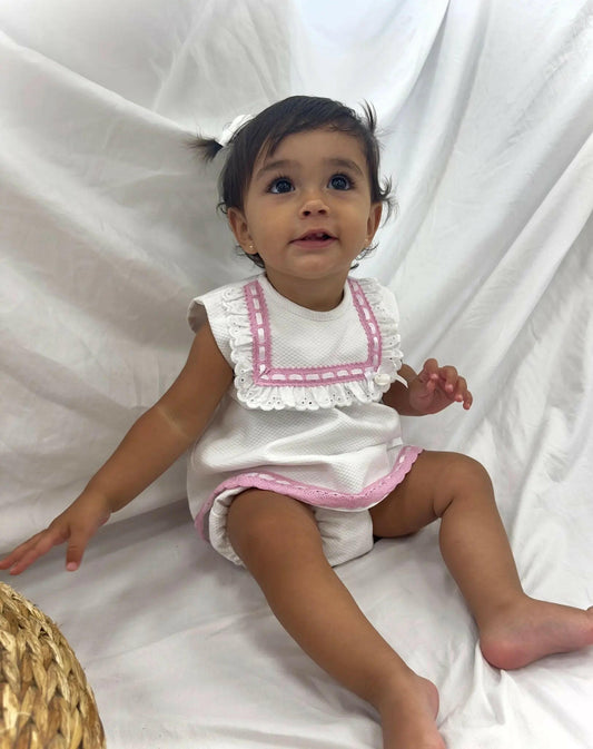 Vestido piqué con detalles en rosa Peques del Valle