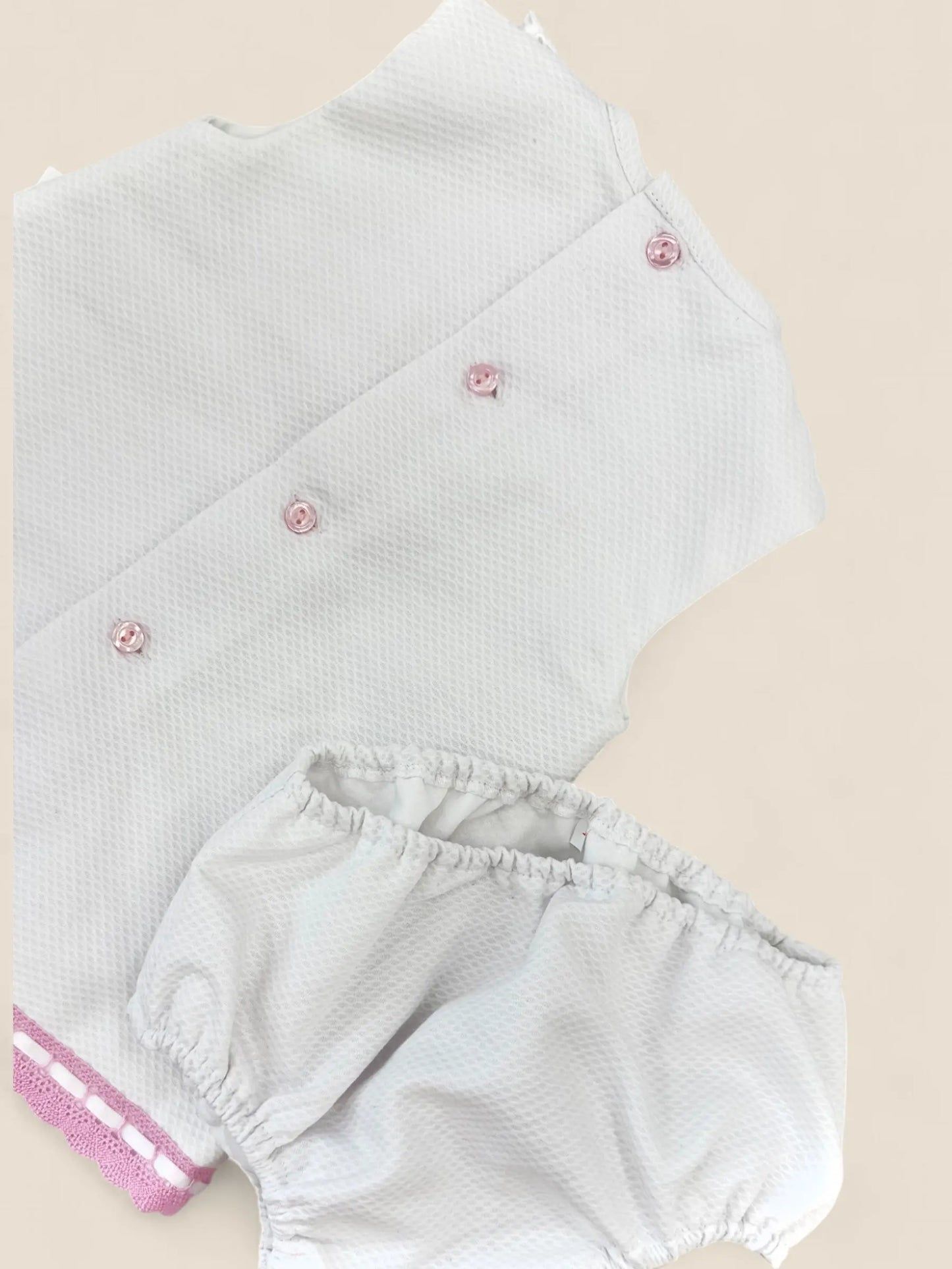 Vestido piqué con detalles en rosa Peques del Valle