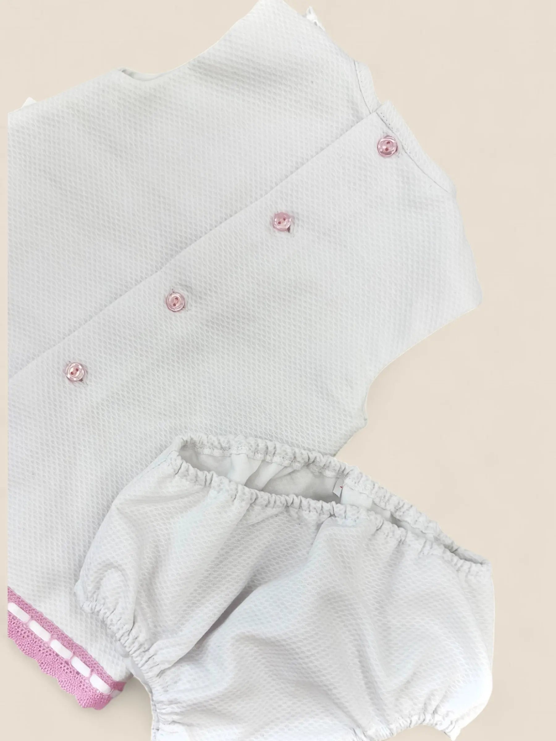 Vestido piqué con detalles en rosa Peques del Valle