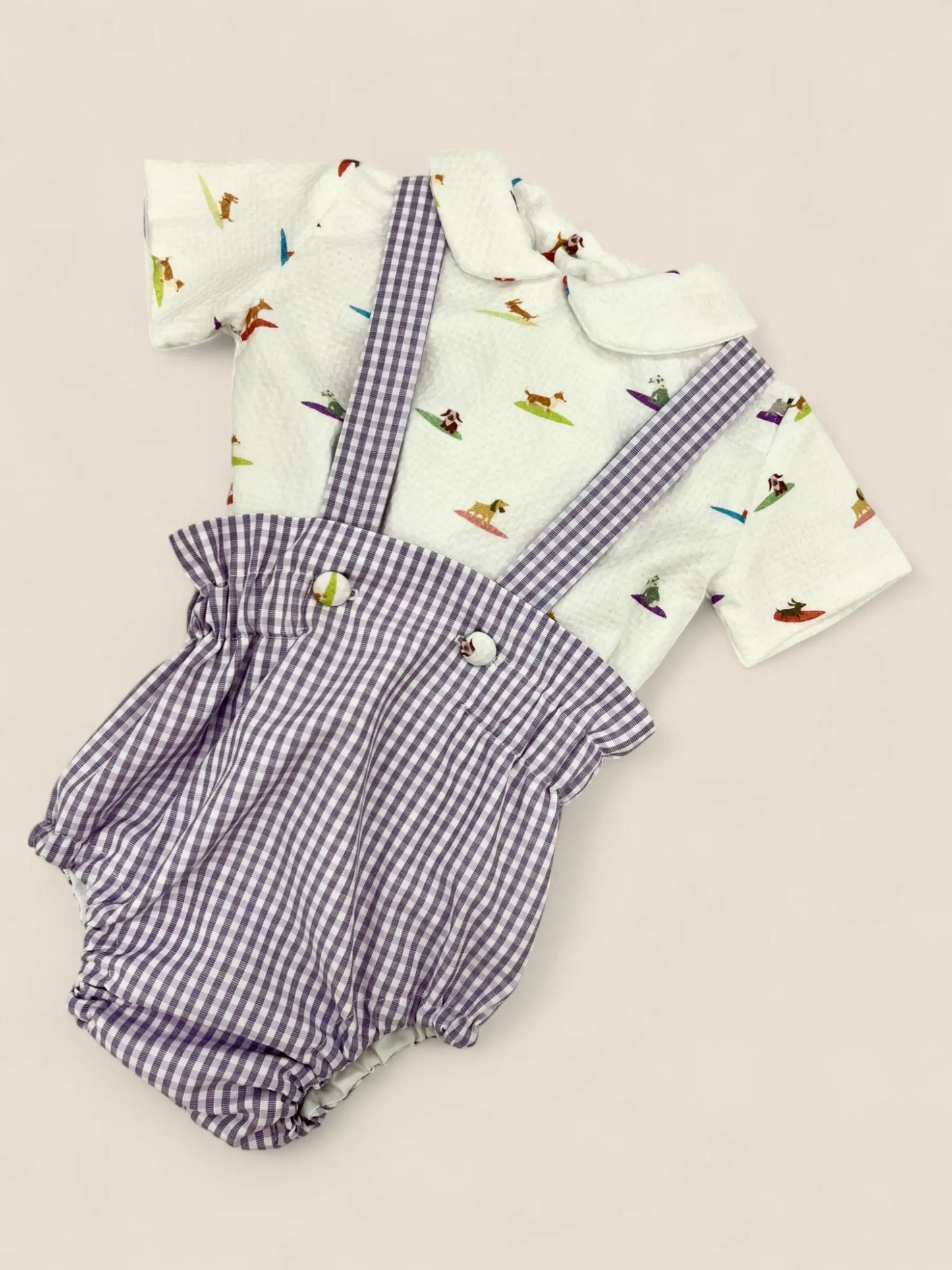 Conjunto vichy perritos surferos Peques del Valle