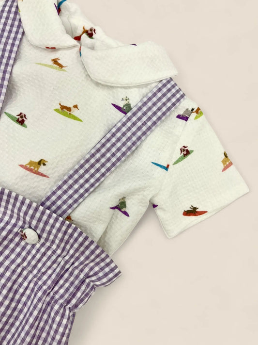 Conjunto vichy perritos surferos Peques del Valle
