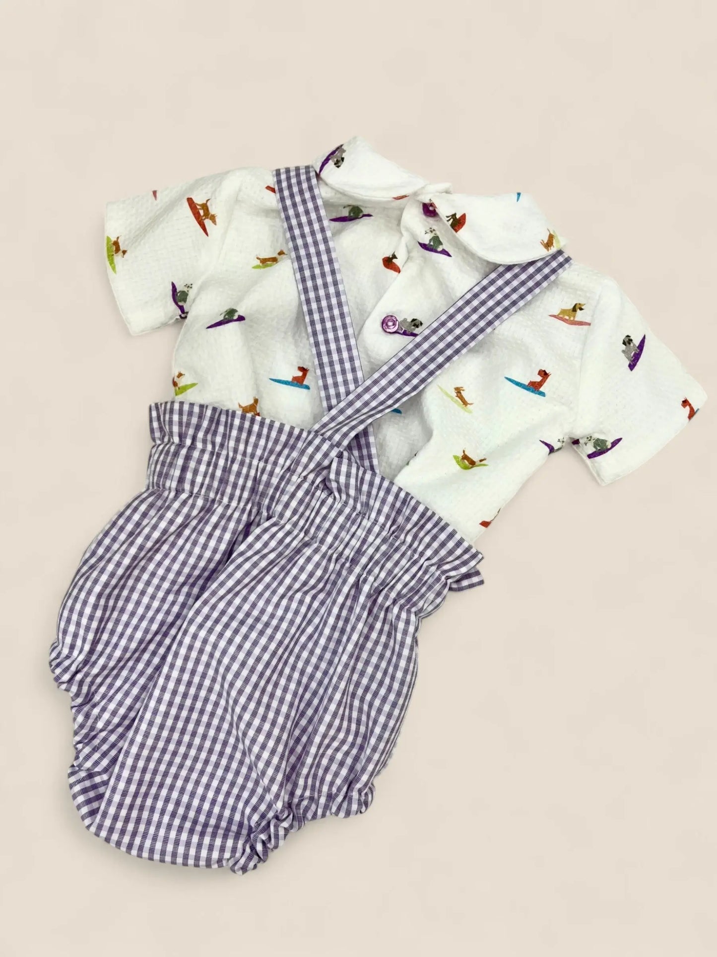 Conjunto vichy perritos surferos Peques del Valle
