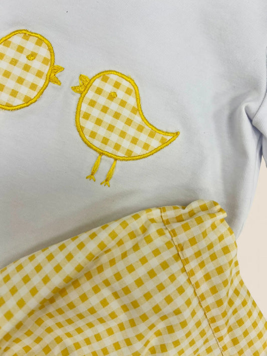 Conjunto pollitos vichy amarillo Peques del Valle