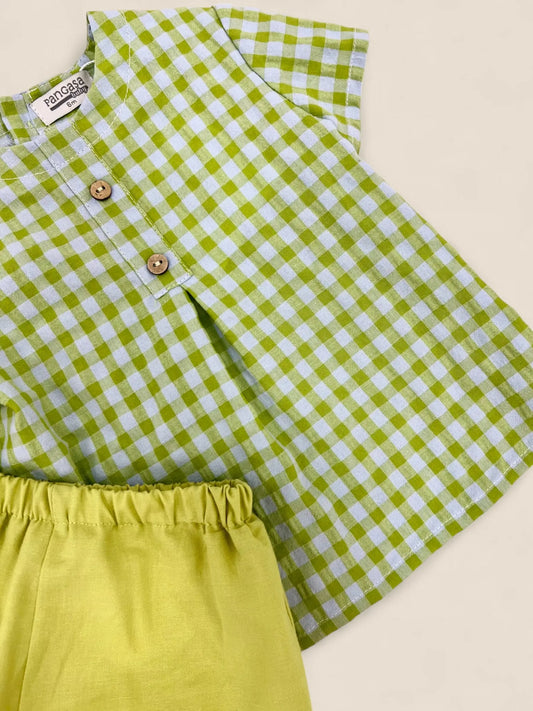 Conjunto vichy verde lima Peques del Valle