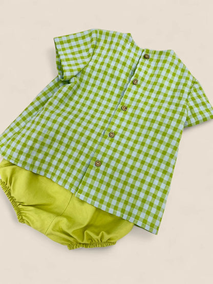 Conjunto vichy verde lima Peques del Valle