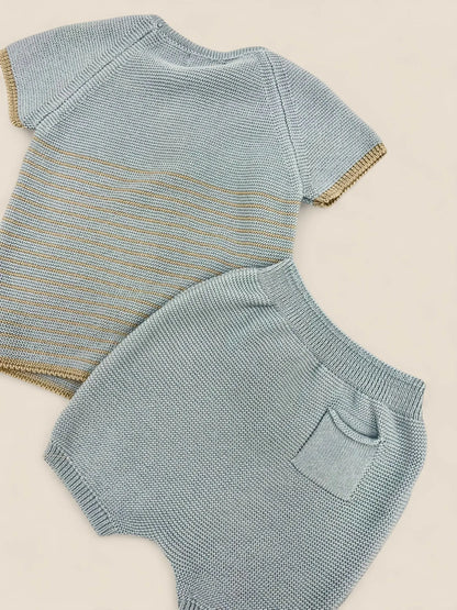 Conjunto punto azul y beige Peques del Valle