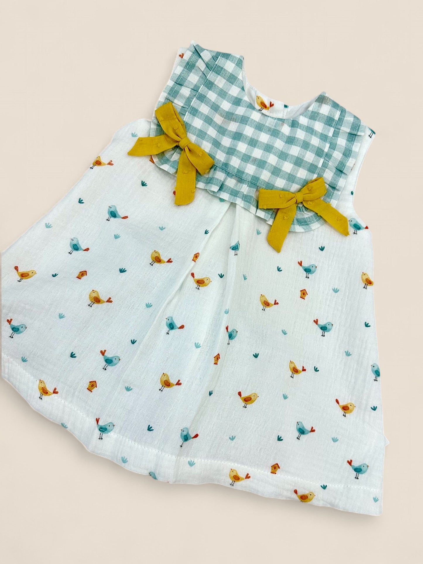 Vestido cuadros y pajaritos Peques del Valle