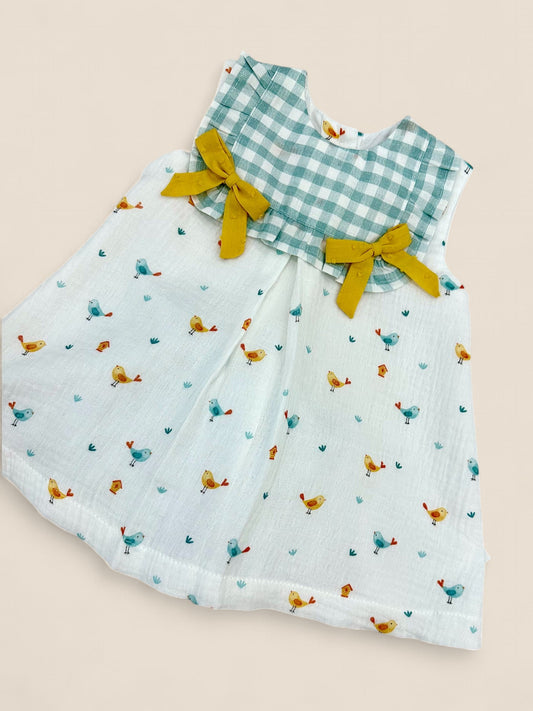 Vestido cuadros y pajaritos Peques del Valle