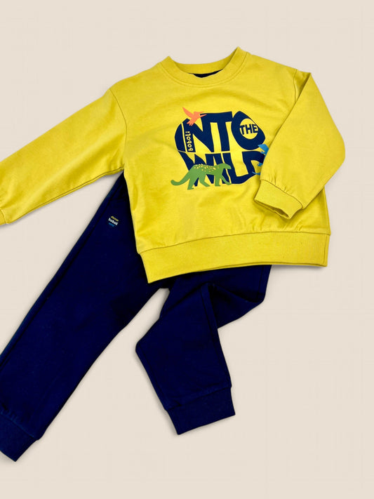 Conjunto dinosaurios mostaza y azul Peques del Valle