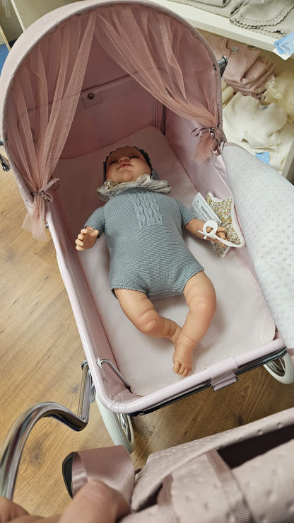 Muñeco bebé reborn realista con conjunto rosa empolvado de punto — 45 cm Peques del Valle