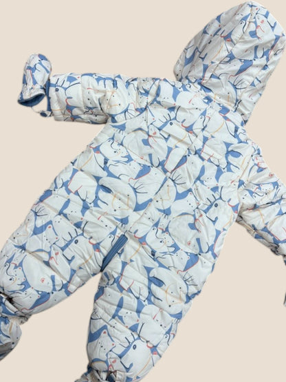 Buzo acolchado bebé con capucha y estampado animalitos azul | Boboli BOBOLI