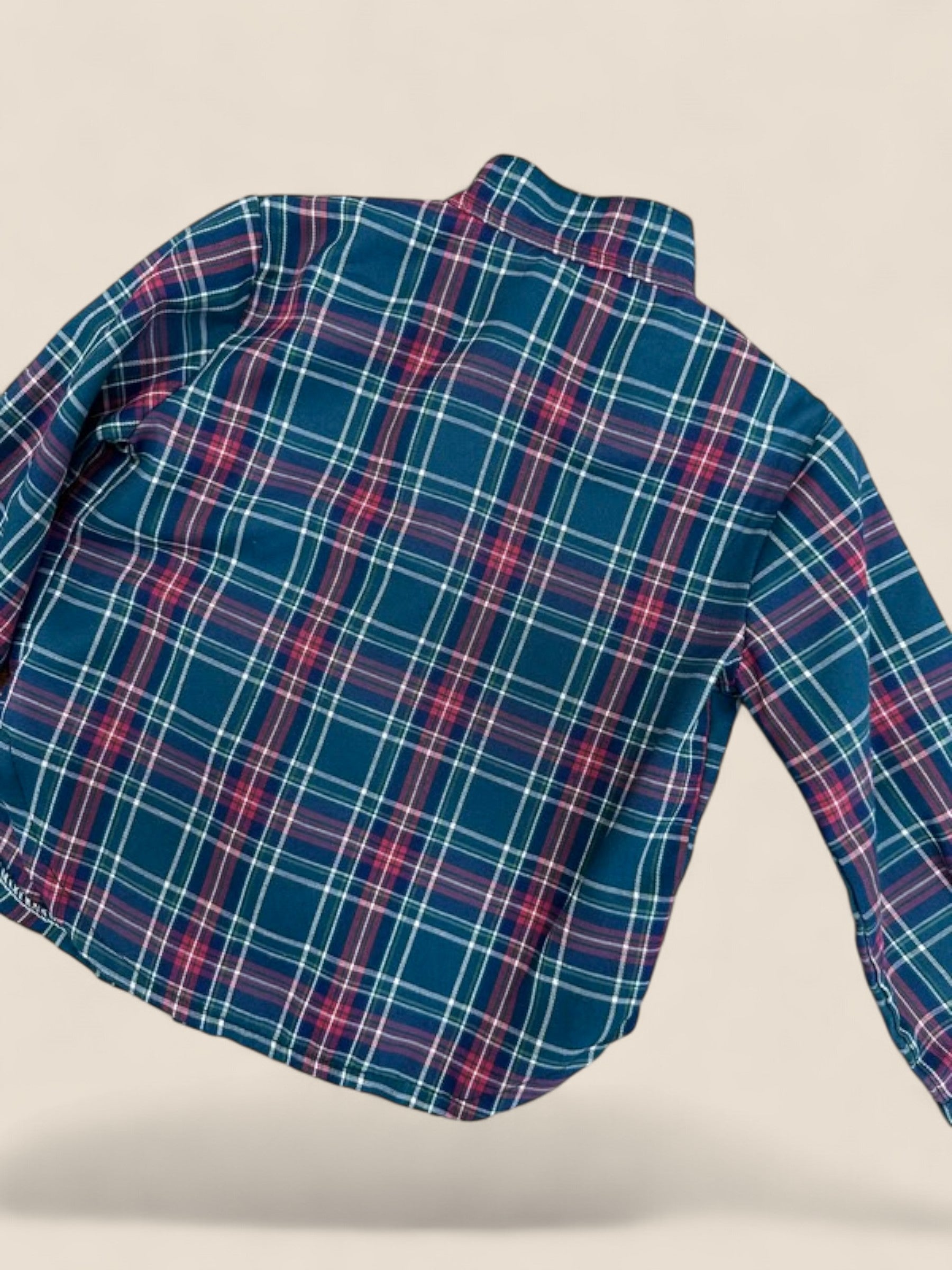 Camisa niño cuadros azul y rojo cuello mao CUCÚ
