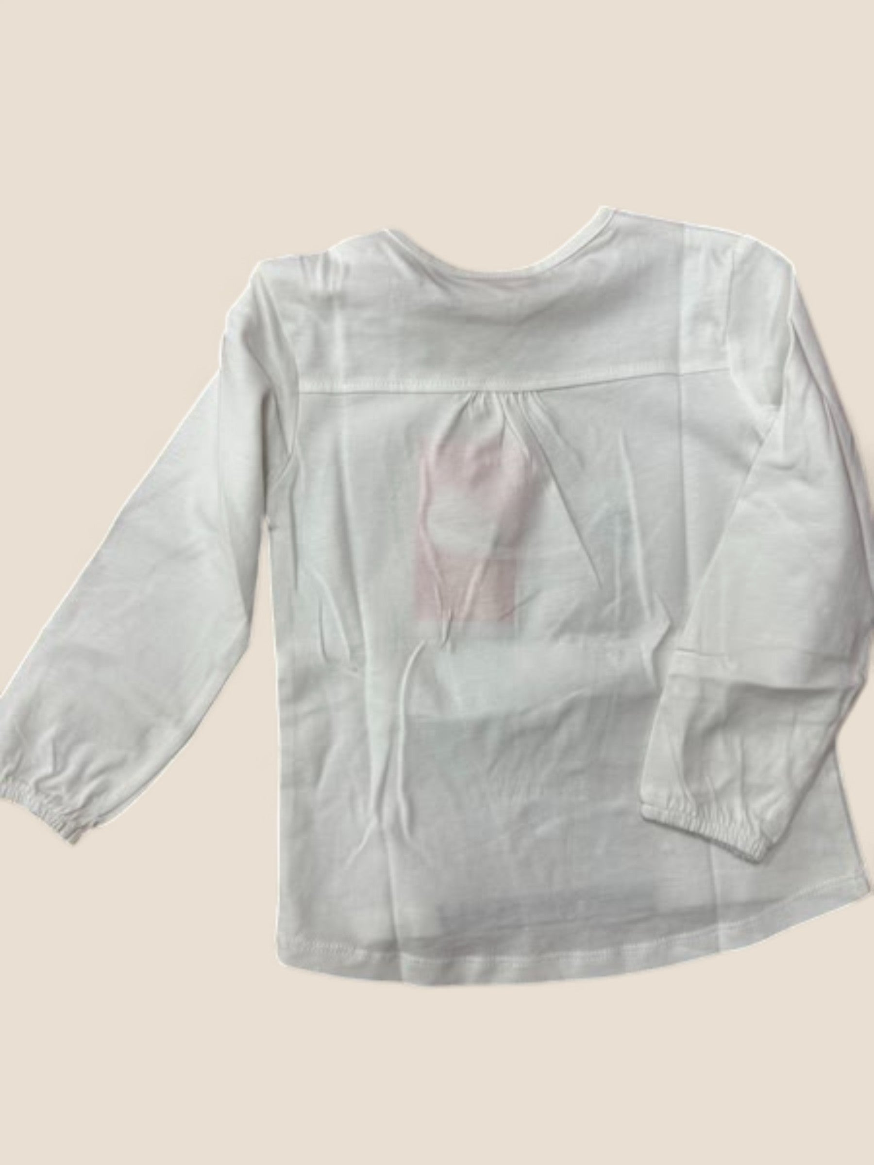 Camiseta blanca niña manga larga con ilustración 