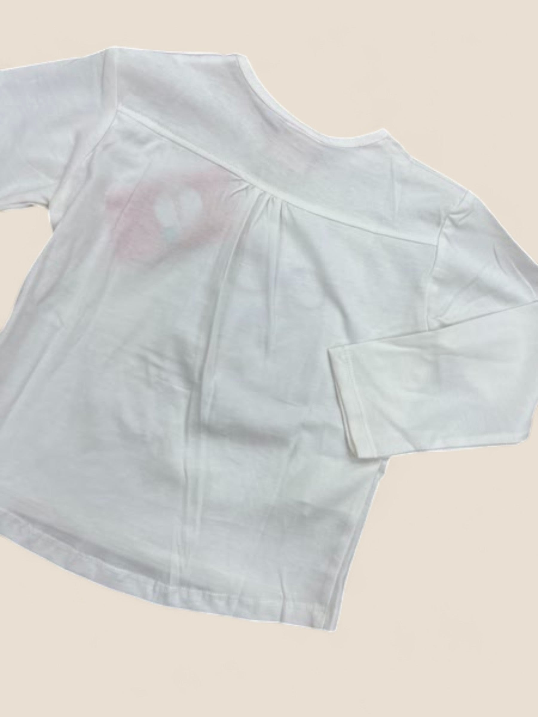 Camiseta blanca niña manga larga con estampado Lovely Winter BOBOLI