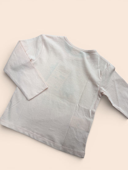 Camiseta infantil rosa de manga larga con estampado floral “Always happiness”